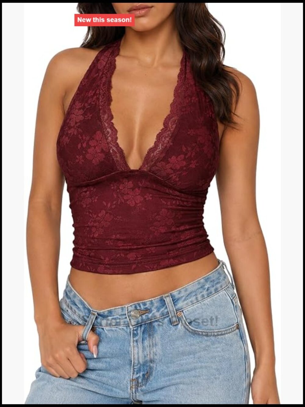 Women's Floral Lace Halter Top Deep V Neck Sleeveless Tie Backless Y2K Club Cami